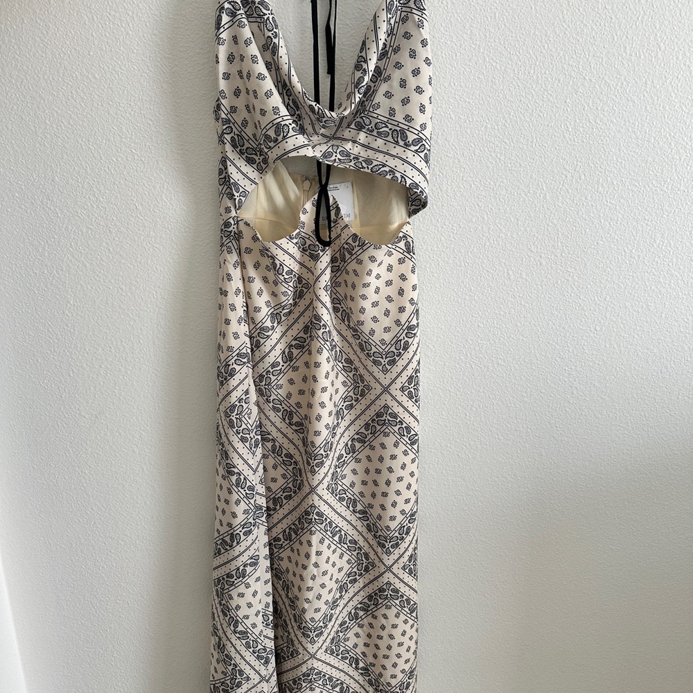 C/MEO Collective Black and Cream Backless Dress